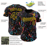 Custom Black-Yellow Graffiti Pattern Paint Splatter Authentic Baseball Jersey
