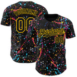 Custom Black-Yellow Graffiti Pattern Paint Splatter Authentic Baseball Jersey