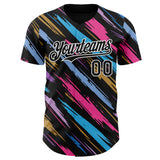 Custom Black-White Multicolor Brush Stroke Authentic Baseball Jersey
