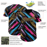 Custom Black-Old Gold Multicolor Brush Stroke Authentic Baseball Jersey
