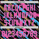 Custom Black Pink-Light Blue Multicolor Brush Stroke Authentic Baseball Jersey