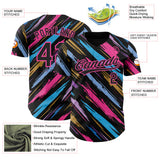 Custom Black-Pink Multicolor Brush Stroke Authentic Baseball Jersey