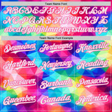 Custom Rainbow White Pink-Black Multicolor Geometric Grid Diamond Authentic Baseball Jersey