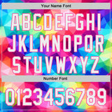 Custom Rainbow White Pink-Black Multicolor Geometric Grid Diamond Authentic Baseball Jersey