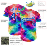 Custom Rainbow Thunder Blue White-Black Multicolor Geometric Grid Diamond Authentic Baseball Jersey