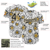 Custom White Black-Old Gold Cracked Pattern Graffiti Stars Authentic Baseball Jersey