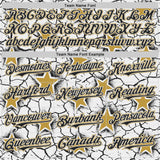 Custom White Black-Old Gold Cracked Pattern Graffiti Stars Authentic Baseball Jersey