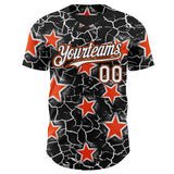 Custom Black White-Orange Cracked Pattern Graffiti Stars Authentic Baseball Jersey