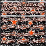 Custom Black White-Orange Cracked Pattern Graffiti Stars Authentic Baseball Jersey