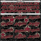 Custom Black Crimson-Cream Cracked Pattern Graffiti Stars Authentic Baseball Jersey