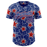 Custom Royal White-Red Cracked Pattern Graffiti Stars Authentic Baseball Jersey