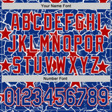 Custom Royal White-Red Cracked Pattern Graffiti Stars Authentic Baseball Jersey