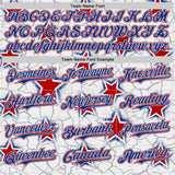Custom White Royal-Red Cracked Pattern Graffiti Stars Authentic Baseball Jersey