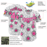 Custom White Pink-Black Cracked Pattern Graffiti Stars Authentic Baseball Jersey