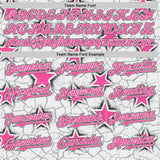 Custom White Pink-Black Cracked Pattern Graffiti Stars Authentic Baseball Jersey