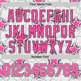 Custom White Pink-Black Cracked Pattern Graffiti Stars Authentic Baseball Jersey