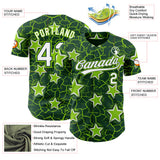 Custom Green White-Neon Green Cracked Pattern Graffiti Stars Authentic Baseball Jersey