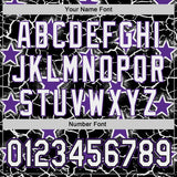 Custom Black White-Purple Cracked Pattern Graffiti Stars Authentic Baseball Jersey