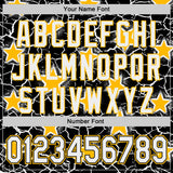 Custom Black White-Gold Cracked Pattern Graffiti Stars Authentic Baseball Jersey