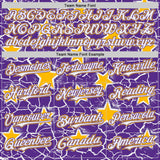 Custom Purple White-Gold Cracked Pattern Graffiti Stars Authentic Baseball Jersey