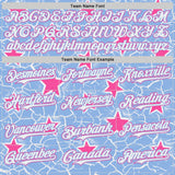 Custom Light Blue White-Pink Cracked Pattern Graffiti Stars Authentic Baseball Jersey