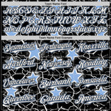 Custom Black White-Light Blue Cracked Pattern Graffiti Stars Authentic Baseball Jersey
