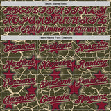 Custom Olive Crimson Black-Cream Cracked Pattern Graffiti Stars Authentic Baseball Jersey
