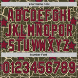 Custom Olive Crimson Black-Cream Cracked Pattern Graffiti Stars Authentic Baseball Jersey
