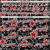 Custom Black White-Red Cracked Pattern Graffiti Stars Authentic Baseball Jersey