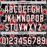 Custom Black White-Red Cracked Pattern Graffiti Stars Authentic Baseball Jersey