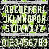 Custom Black White-Neon Green Cracked Pattern Graffiti Stars Authentic Baseball Jersey