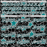 Custom Black White-Teal Cracked Pattern Graffiti Stars Authentic Baseball Jersey