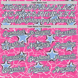 Custom Pink White Black-Light Blue Cracked Pattern Graffiti Stars Authentic Baseball Jersey