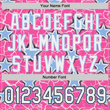Custom Pink White Black-Light Blue Cracked Pattern Graffiti Stars Authentic Baseball Jersey