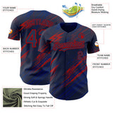 Custom Navy US Navy Blue-Red Diagonal Grunge Brush Stroke Halftone Authentic Baseball Jersey