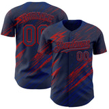 Custom Navy US Navy Blue-Red Diagonal Grunge Brush Stroke Halftone Authentic Baseball Jersey