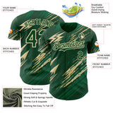 Custom Green Cream-Vegas Gold Diagonal Grunge Brush Stroke Halftone Authentic Baseball Jersey