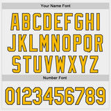 Custom White Gold Gray-Black Diagonal Grunge Brush Stroke Halftone Authentic Baseball Jersey
