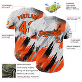 Custom White Orange Gray-Black Diagonal Grunge Brush Stroke Halftone Authentic Baseball Jersey
