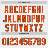 Custom White Orange Gray-Black Diagonal Grunge Brush Stroke Halftone Authentic Baseball Jersey
