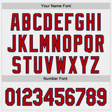 Custom White Red Gray-Navy Diagonal Grunge Brush Stroke Halftone Authentic Baseball Jersey