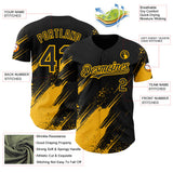 Custom Black-Gold Diagonal Scratch Brush Stroke Paint Splatter Authentic Baseball Jersey