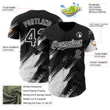 Custom Black-White Diagonal Scratch Brush Stroke Paint Splatter Authentic Baseball Jersey