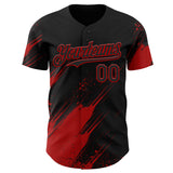 Custom Black-Red Diagonal Scratch Brush Stroke Paint Splatter Authentic Baseball Jersey