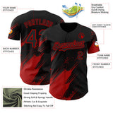 Custom Black-Red Diagonal Scratch Brush Stroke Paint Splatter Authentic Baseball Jersey