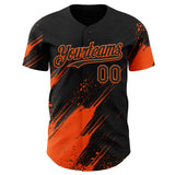Custom Black-Orange Diagonal Scratch Brush Stroke Paint Splatter Authentic Baseball Jersey