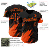 Custom Black-Orange Diagonal Scratch Brush Stroke Paint Splatter Authentic Baseball Jersey