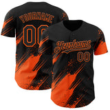 Custom Black-Orange Diagonal Scratch Brush Stroke Paint Splatter Authentic Baseball Jersey