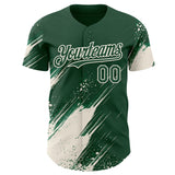 Custom Green-Cream Diagonal Scratch Brush Stroke Paint Splatter Authentic Baseball Jersey