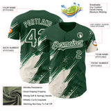 Custom Green-Cream Diagonal Scratch Brush Stroke Paint Splatter Authentic Baseball Jersey